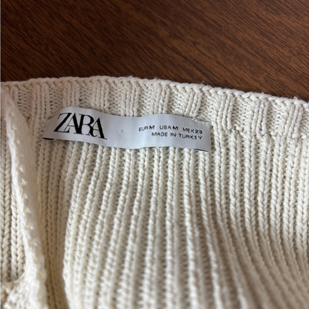 Zara Cream Ribbed Knit Tank - Picture 4 of 6